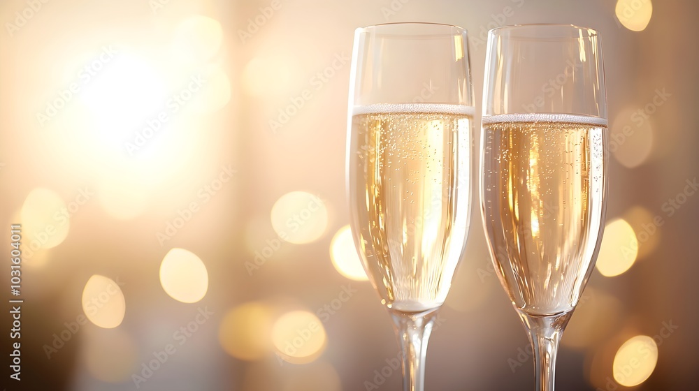 Close-up of sparkling champagne glasses on a sleek surface, soft beige tones in the background, perfect for elegant occasions Close-up of sparkling champagne glasses on a sleek surface, soft beige tones in the background, perfect for elegant occasions