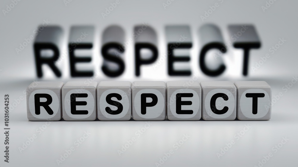 Respect message displayed in white and black blocks on a gray background. Respect message displayed in white and black blocks on a gray background.