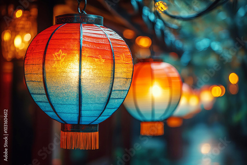 Chinese lantern ornament decorations for Mid Autumn Festival celebration of luck, health, happiness and prosperity in Singapore photo