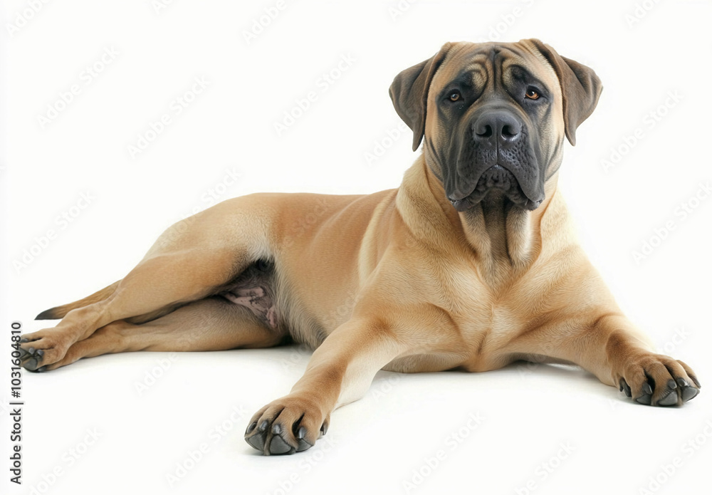 Mastiff Isolated on White Background : English mastiff Dog - Large Mammal Pet Portrait Mastiff Isolated on White Background : English mastiff Dog - Large Mammal Pet Portrait