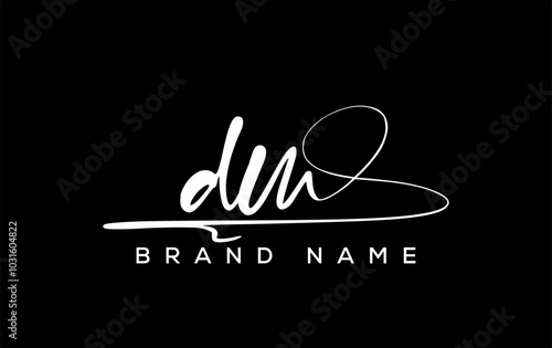 DM letter beauty handwriting vector logo.