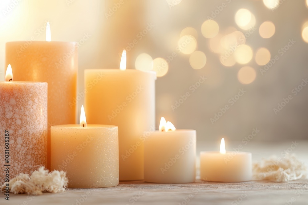Serene Still Life of Lit Candles in Soft Light Serene Still Life of Lit Candles in Soft Light