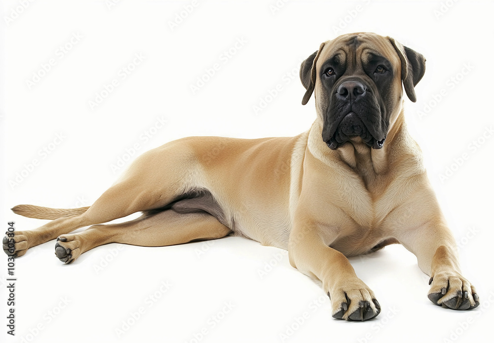 Obraz premium Mastiff Isolated on White Background : English mastiff Dog - Large Mammal Pet Portrait