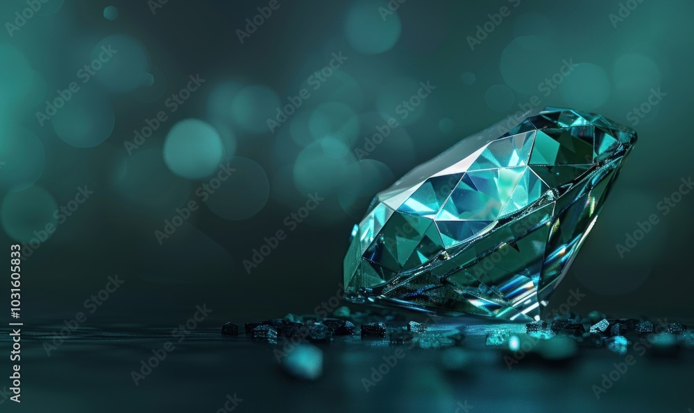 Close-up of a large diamond with intricate facets on a dark background. Sparkling gemstone, luxury, and precious stone concept. Close-up of a large diamond with intricate facets on a dark background. Sparkling gemstone, luxury, and precious stone concept.