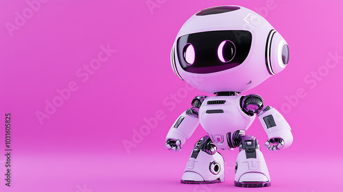 Playful Futuristic Robot on Purple Background