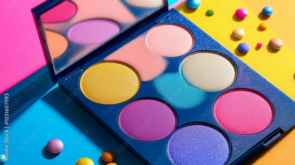 Naklejka premium New matte eyeshadow palette with colorful shades