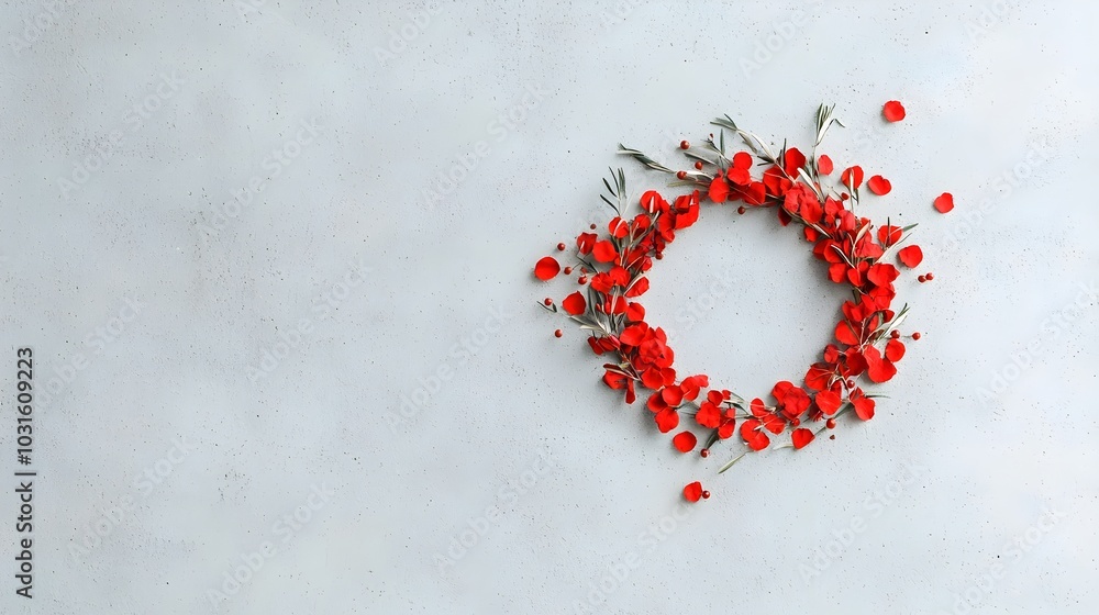 Beautiful Thai letter Tho Nang Montho delicately crafted using red rose petals and olive branches creating a stunning floral and botanical arrangement with a cultural and touch Beautiful Thai letter Tho Nang Montho delicately crafted using red rose petals and olive branches creating a stunning floral and botanical arrangement with a cultural and touch