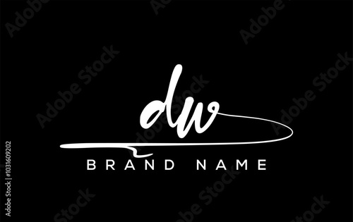 DW letter beauty handwriting vector logo.
