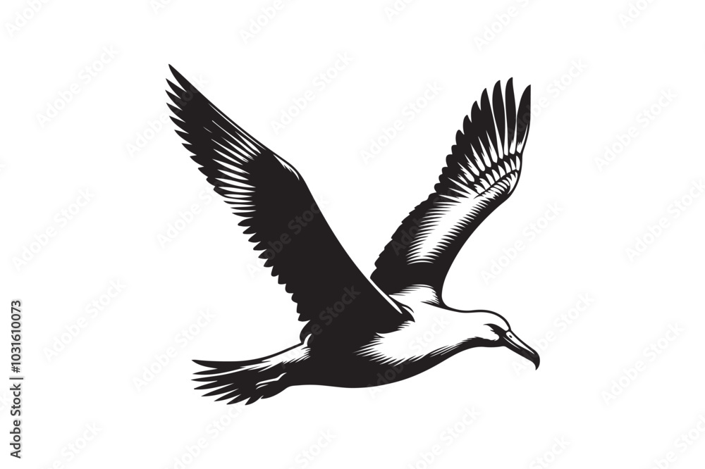 Fototapeta premium Albatross Silhouette Vector Illustration – Perfect for T-Shirts, Hoodies & Décor