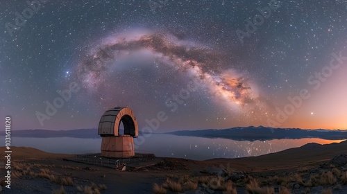 Breathtaking night photography showcasing the stunning sight of Comet C2023 A3 against the captivating backdrop of the glowing Milky Way galaxy with a mesmerizing reflection in the calm photo