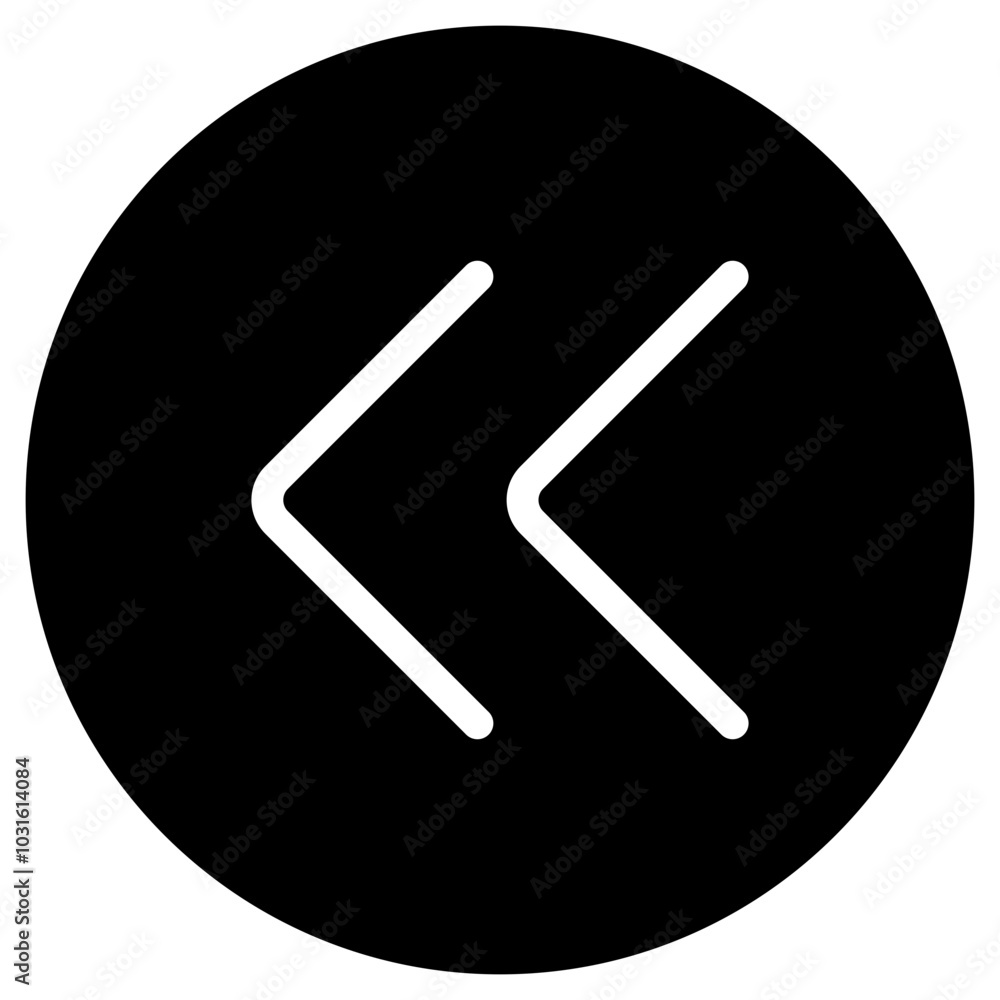 Vector double arrow chevron left icon. Black, white background. Perfect for app and web interfaces, infographics, presentations, marketing, etc. Vector double arrow chevron left icon. Black, white background. Perfect for app and web interfaces, infographics, presentations, marketing, etc.