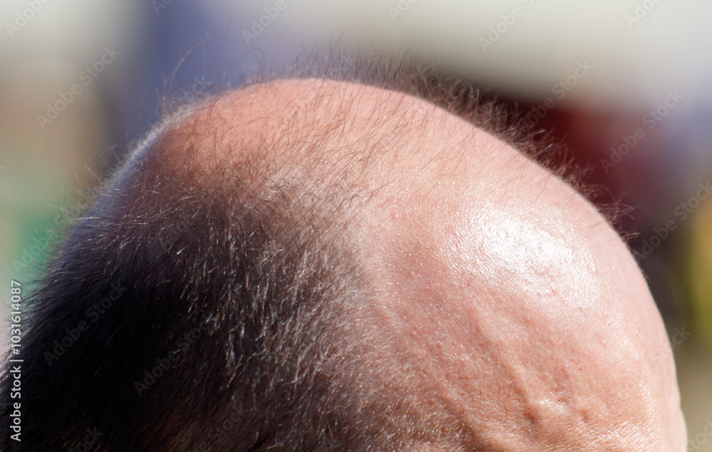 A bald man with a receding hairline A bald man with a receding hairline