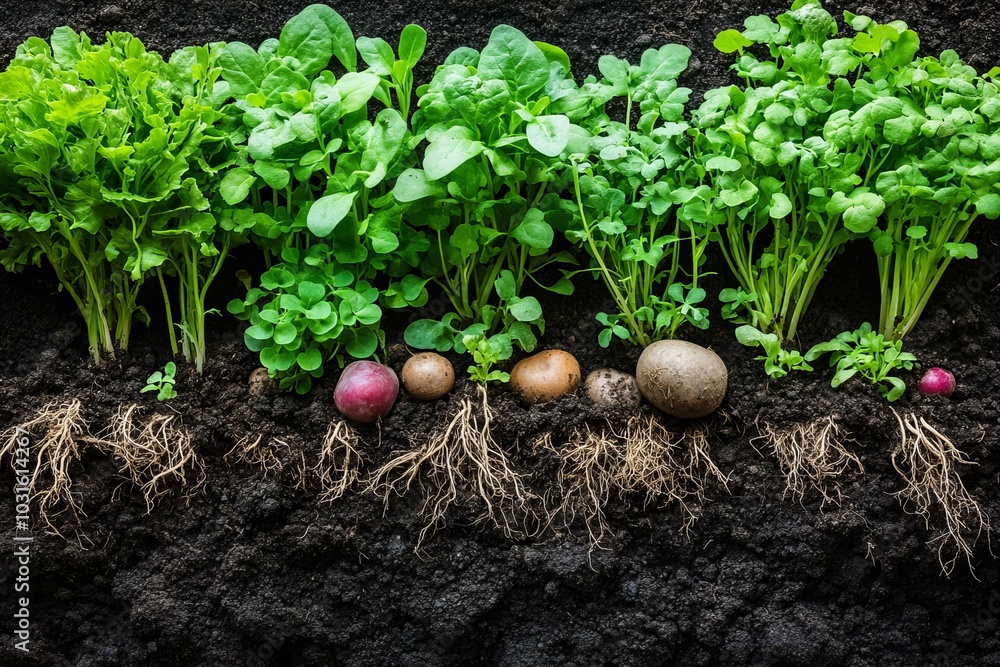 World Soil Day healthy, rich soil composition with various plants and roots, highlighting the importance of soil health World Soil Day healthy, rich soil composition with various plants and roots, highlighting the importance of soil health