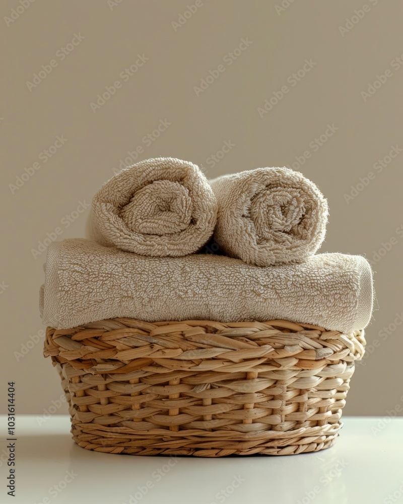 stack of texture towels on beige background. copy space. spa and wellness environments, promoting relaxation and hygiene stack of texture towels on beige background. copy space. spa and wellness environments, promoting relaxation and hygiene