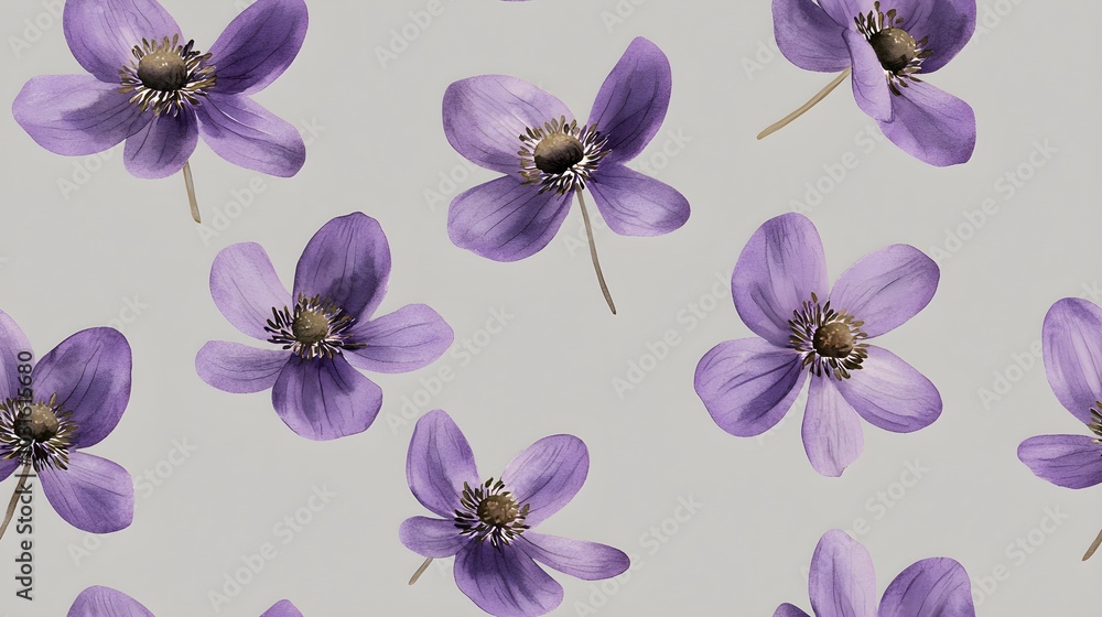 Delicate Watercolor Anemones in Pastel Tones