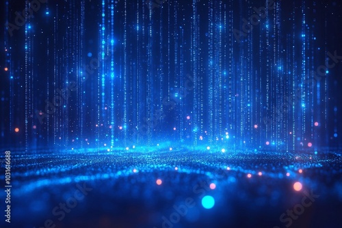 Digital rain of binary code falling against a glowing blue backdrop, reminiscent of the iconic Matrix visual style.