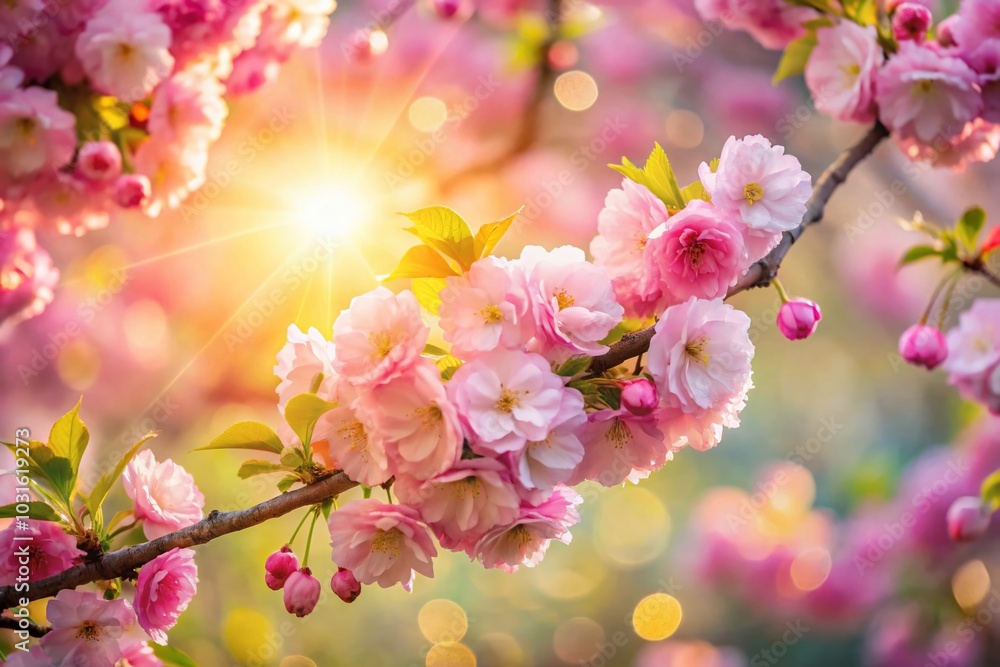 Soft Blossoms in Spring: Blurry Bokeh of Pink Japanese Cherry Tree Garden Soft Blossoms in Spring: Blurry Bokeh of Pink Japanese Cherry Tree Garden