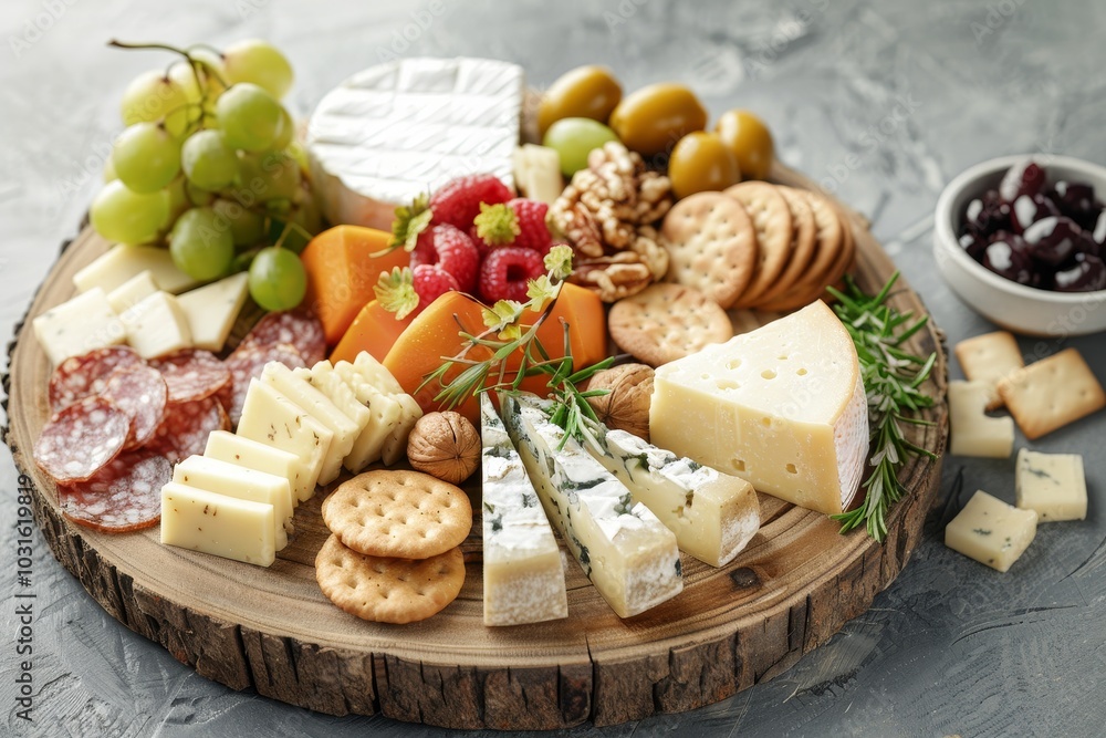 3d illustration of cheese board on a wooden tray looks delicious 3d illustration of cheese board on a wooden tray looks delicious