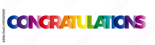 The word Congratulations. Vector banner with the text colored rainbow.