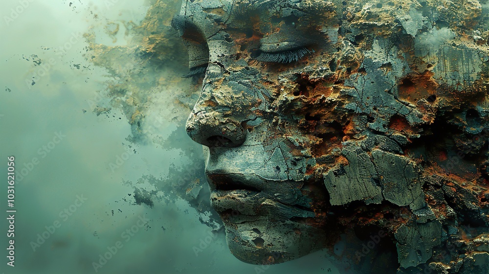 Stone Face: A Surreal Abstract Artwork Stone Face: A Surreal Abstract Artwork