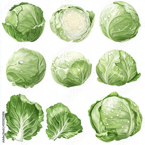 a set of Beijing and simple cabbage with water drops