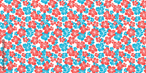Hawaiian pattern with vibrant, island-themed designs. Background seamless pattern.
