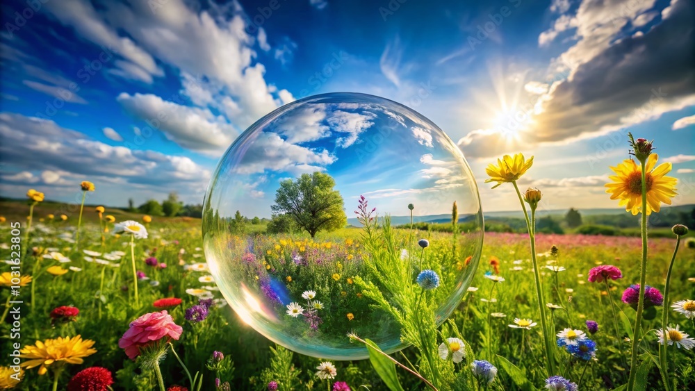 Spring Bubble Bliss in a Vibrant Field of Flowers Spring Bubble Bliss in a Vibrant Field of Flowers