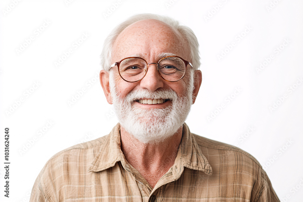 old man in glasses on white background old man in glasses on white background