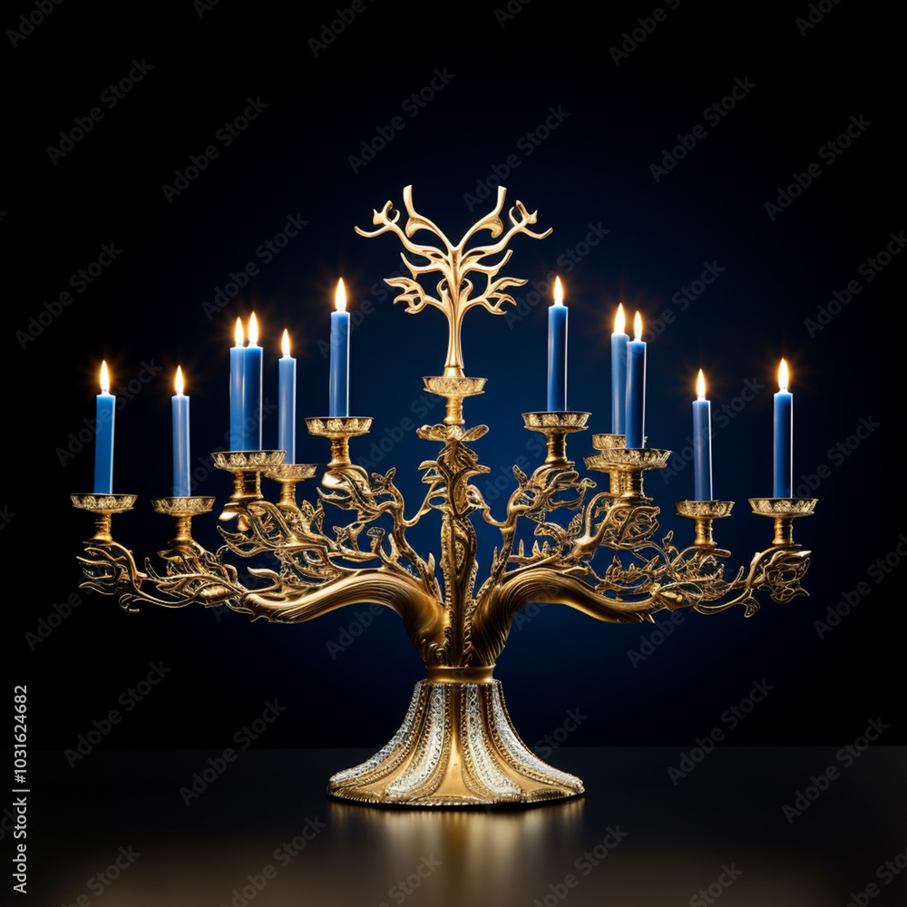 Photo hanukkiah menorah with nine branches Photo hanukkiah menorah with nine branches