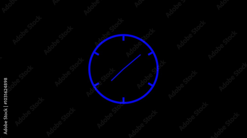 Time pointer ticks in 12 hour time loop. Black minute and hour Time pointer ticks in 12 hour time loop. Black minute and hour