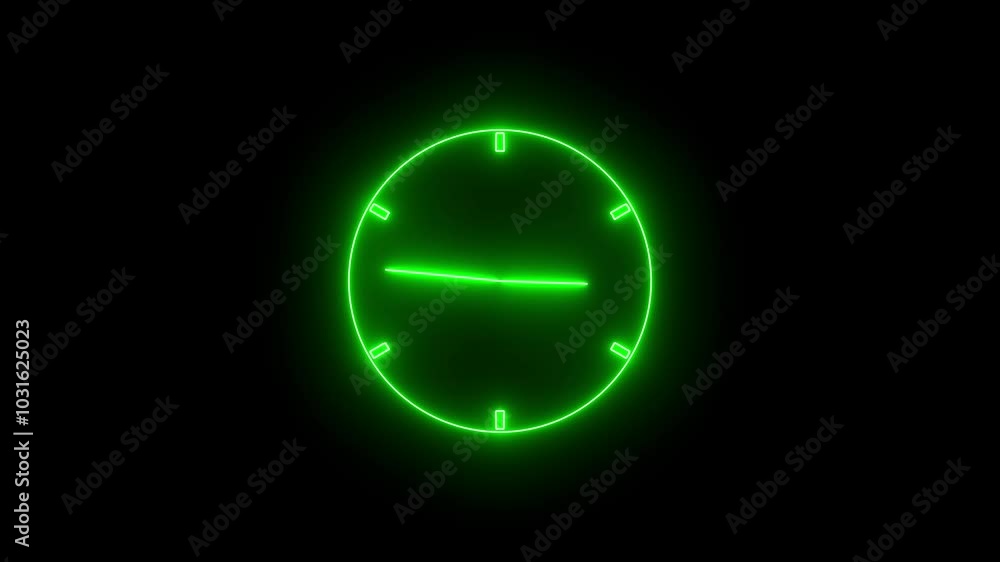 12 hours counting down clock animated on cyan background, Bright clock neon animation. 12 hours counting down clock animated on cyan background, Bright clock neon animation.