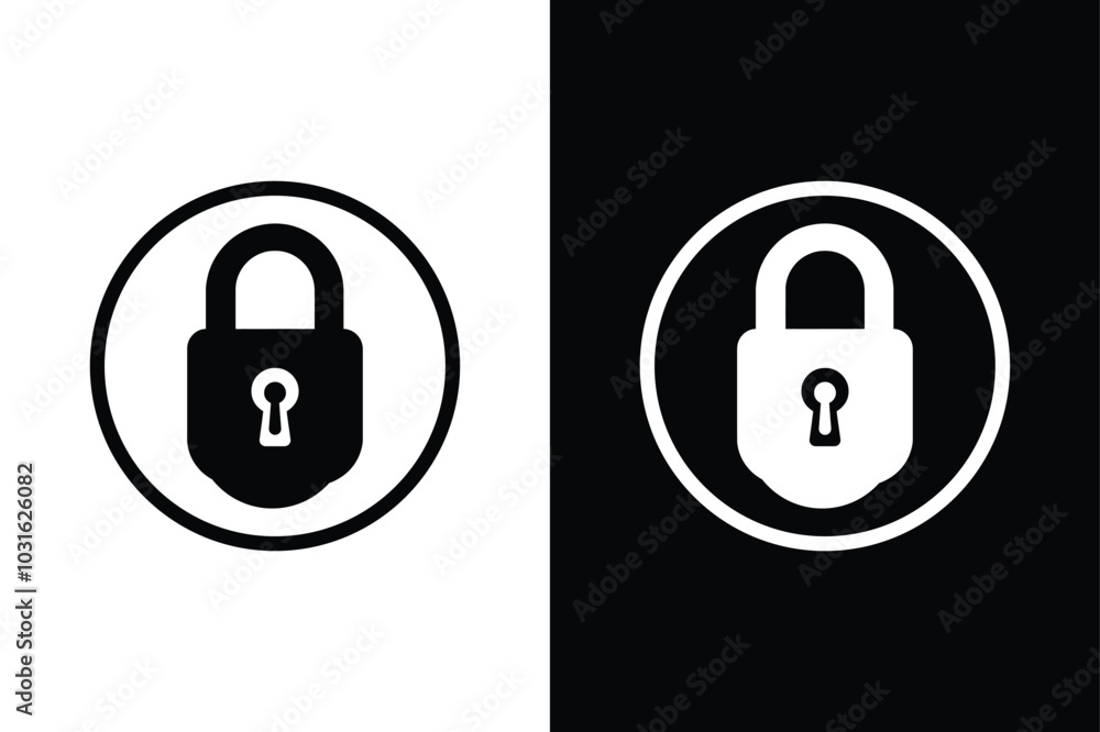 Classic Lock Silhouette Icon Bold Black And White Vector. Classic Lock Silhouette Icon Bold Black And White Vector.