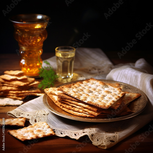 Photo pesach celebration the tradition symbol kosher food matzoh unleavened bread for photo