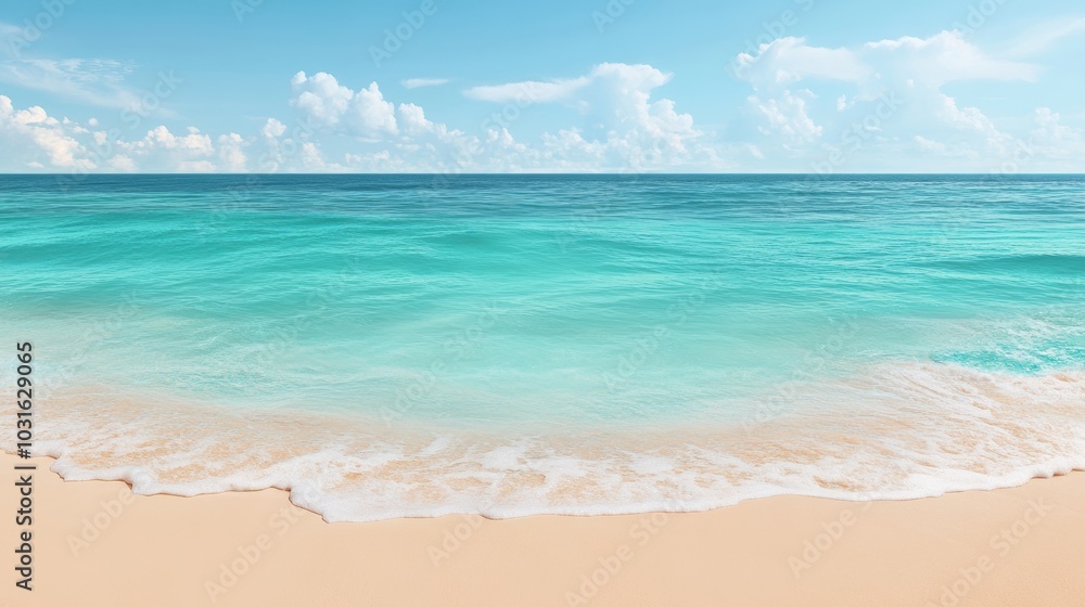 Obraz premium Clear blue water lapping on sandy beach.