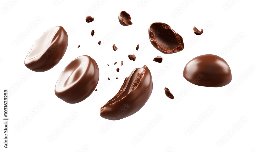 Fototapeta premium Chocolate falling 0n transparent background