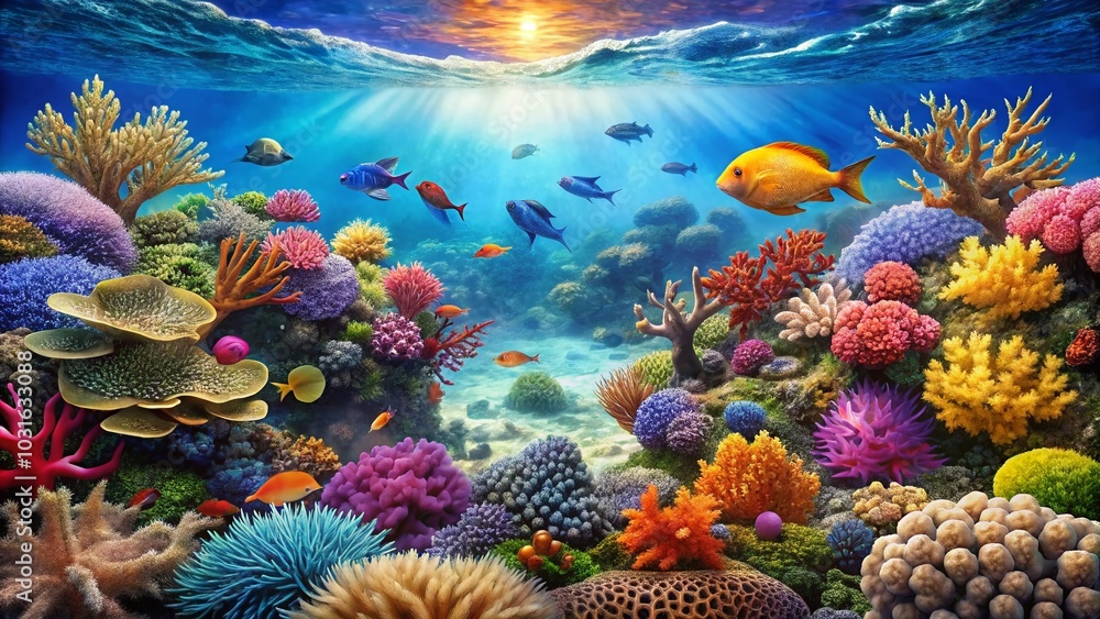 Stunning AI Illustration of the Great Barrier Reef Underwater Paradise Wallpaper Stunning AI Illustration of the Great Barrier Reef Underwater Paradise Wallpaper