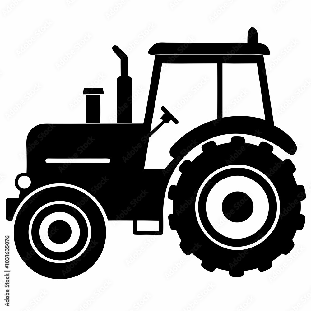 Black Tractor Silhouette Vector Illustration Black Tractor Silhouette Vector Illustration
