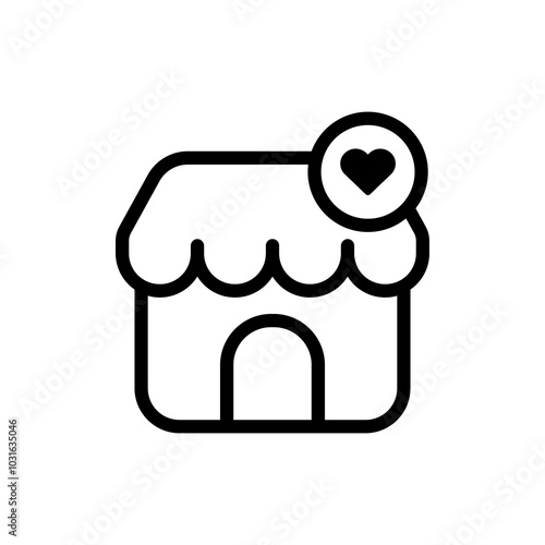 Minimalist outline store icon. Simple storefront or shop icon. E-commerce and shopping icon