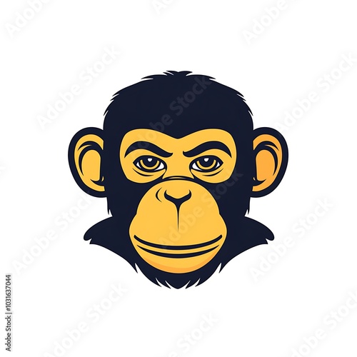 Elegant monkey face logo with sharp lines on dark background image photo