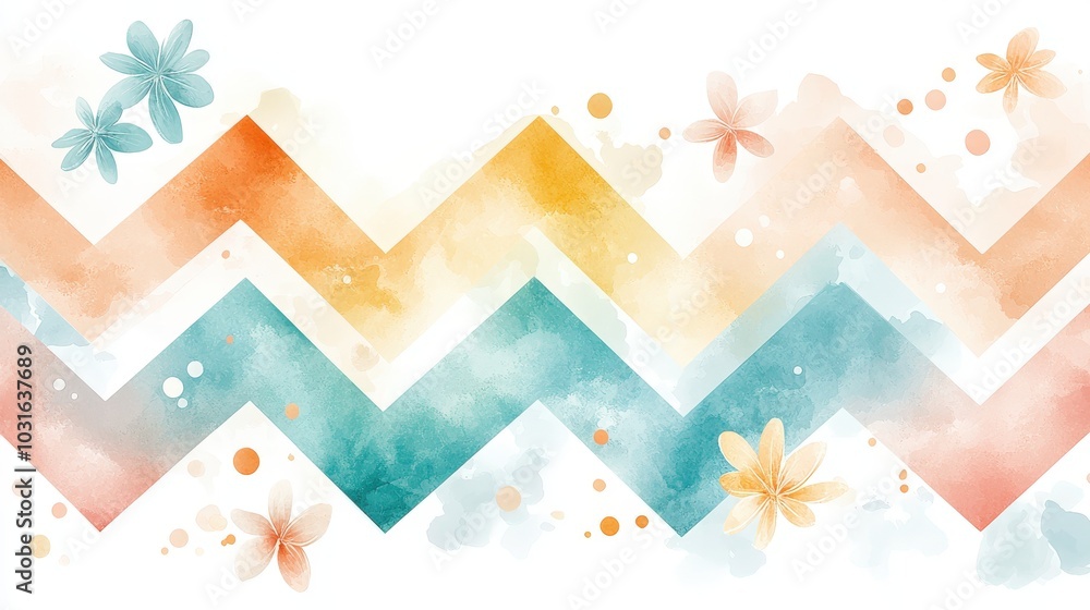An intricate chevron pattern rendered in soft watercolor, perfect for adding a touch of elegance and modernity to wallpapers and fabric designs. An intricate chevron pattern rendered in soft watercolor, perfect for adding a touch of elegance and modernity to wallpapers and fabric designs.