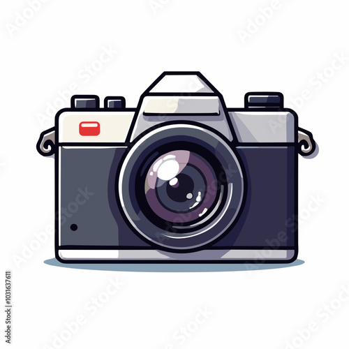Vector vintage camera illustration, cartoon photography device