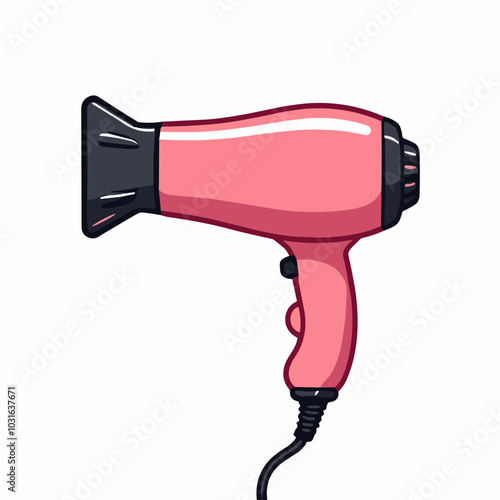 Vector hair dryer illustration, cartoon beauty device