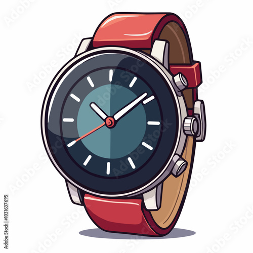 Vector analog watch illustration, cartoon timepiece