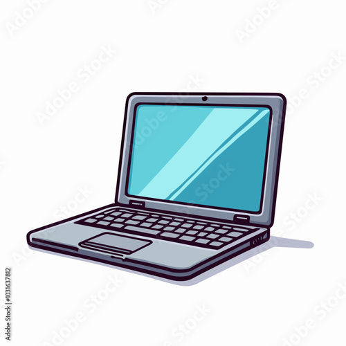Vector laptop illustration, cartoon portable computer device