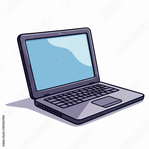 Vector laptop illustration, cartoon portable computer device