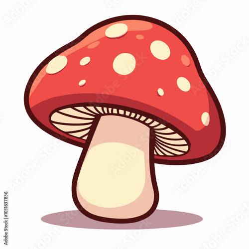 Vector mushroom illustration, cartoon forest fungus