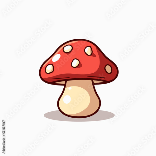 Vector mushroom illustration, cartoon forest fungus