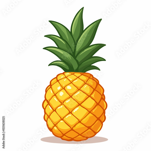 Vector pineapple illustration, cartoon tropical fruit