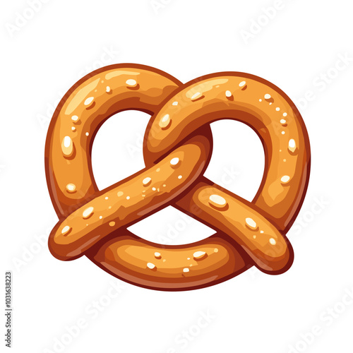 Vector pretzel illustration, traditional bakery snack