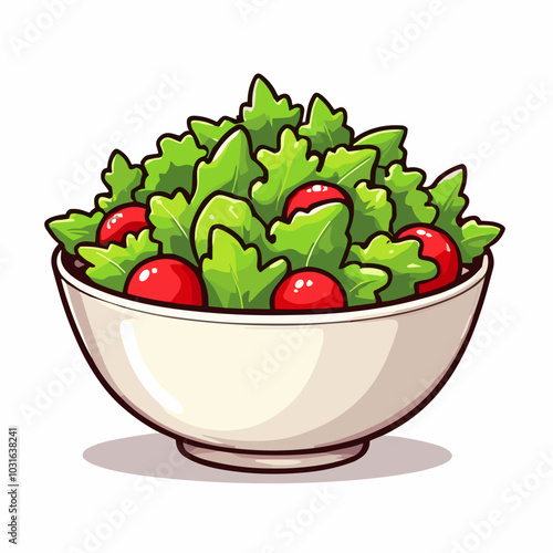 Vector salad bowl illustration, healthy food icon